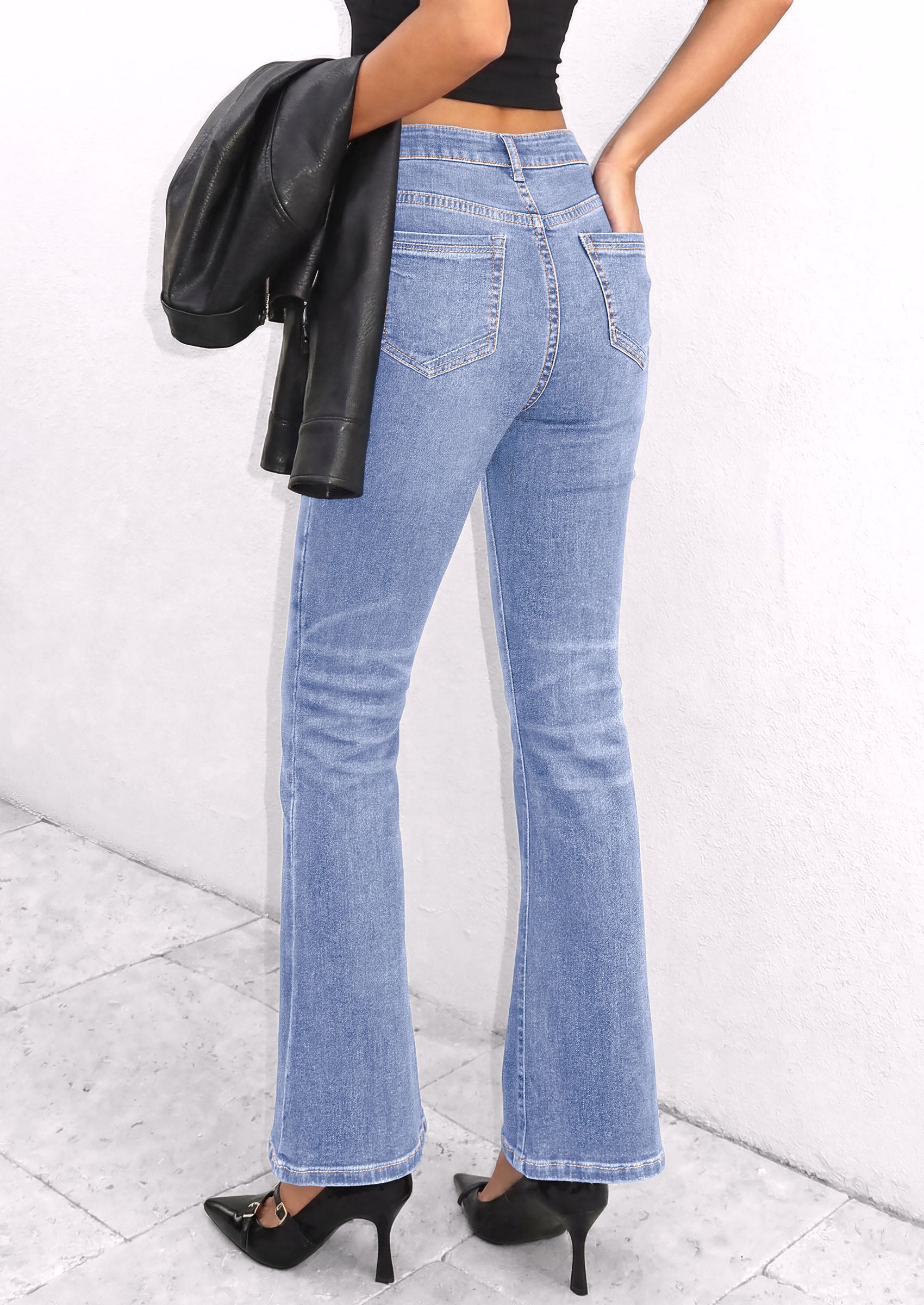 PRETTYGARDEN Womens High Waisted Flare Bell Bottom Jeans | Stretchy Trendy, High Waisted Rise, Flare Bell Bottom, Pockets, Dressy Casual Outfits, Fall Winter Fashion Clothing