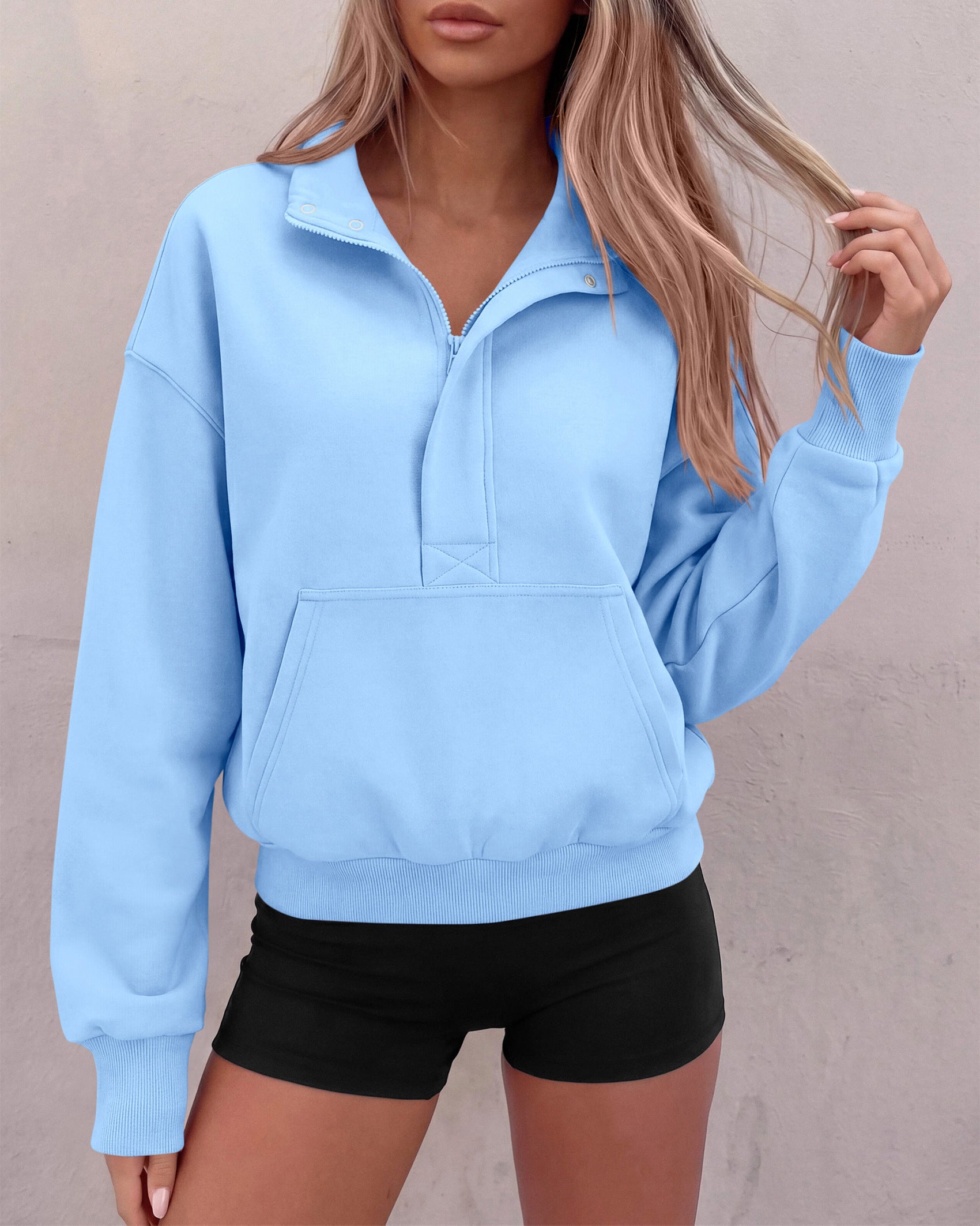 PRETTYGARDEN Womens Long Sleeve Quarter Zip Crop Sweatshirts | Mock Neck FLeece Sweatshirt, Button up Henley Neck Pullover, Relaxed Fit Cropped Tops, Casual Lounge Wear, Fall Outfits 2026