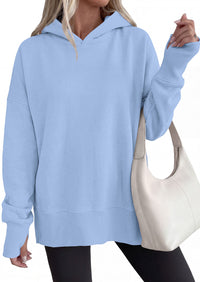 PRETTYGARDEN Womens Oversized Hoodies Side Slit Sweatshirts | Fall Fashion 2026 Trendy Outfits, Thumbholes & Unique Center Seam, Comfort Drop Shoulder Pullover, Chic Tunic for Leggings