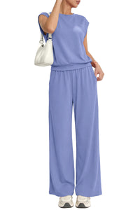 PRETTYGARDEN Women's Summer 2 Piece Lounge Sets 2026 Cap Sleeve Tops Wide Leg Pants Workout Sets Loose Casual Tracksuit PRETTYGARDEN