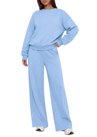 PRETTYGARDEN 2 Piece Lounge Sets for Women Casual Sweatsuits | Soft Stretchy,Drop Shoulder Crew Neck Sweatshirt & Wide Leg Pants,Workout Airport Matching Set Tracksuit,Fall Winter Outfits