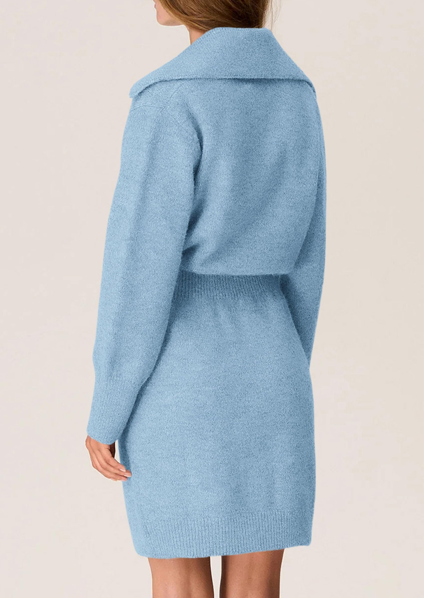 PRETTYGARDEN Sweater Dresses for Women Trendy Long Sleeve Button Down Short Spring Dress