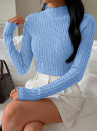 PRETTYGARDEN Women's Fall Long Sleeve Fitted Shirts | Comfy Stretchy Cable Knit, Trendy Lettuce Trim Mock Neck, Casual Basic Tees, Cute Layering Tops, 2026 Fashion Clothing