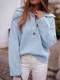 PRETTYGARDEN Womens Fall Long Sleeve Sweaters Button up V Neck Polo Shirts | Quarter Button Collared Tops, Ribbed Knit Comfy Shirts, Relaxed Fit Sweater Tops, Casual Fall Outfits for Women 2026