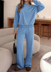 PRETTYGARDEN Womens 2 Piece Casual Matching Lounge Sets  Fashion Off the Shoulder Sweatshirt, Wide Leg Pants with Pockets, Comfy Airport Travel Outfit, 2026 Trendy Fall Set