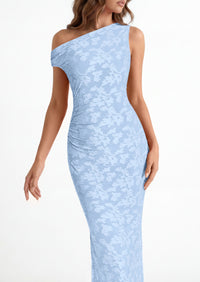 PRETTYGARDEN Womens Floral One Shoulder Maxi Dress 2026 Summer Spring Bodycon Ruched Side Slit Elegant Cocktail Party Dresses PRETTYGARDEN