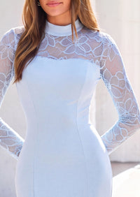 PRETTYGARDEN Women's Fall Lace Sheer Dress Bodycon Maxi Cocktail Dresses  Long Sleeve, Patchwork Mock Neck, Slim Fit, Elegant Mermaid, Semi Formal Outfits for Wedding Guest, Evening, Birthday Party