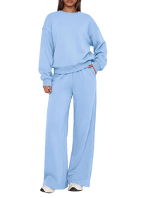 PRETTYGARDEN 2 Piece Lounge Sets for Women Casual Sweatsuits | Soft Stretchy,Drop Shoulder Crew Neck Sweatshirt & Wide Leg Pants,Workout Airport Matching Set Tracksuit,Fall Winter Outfits