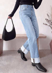 PRETTYGARDEN Women's Baggy Denim Jeans Wide Leg Pants | Stretchy High Waisted, Straight Leg Pockets, Cuffed Raw Hem Boyfriend, Trendy Bottoms, Fall Fashion Clothes, Casual Outfits