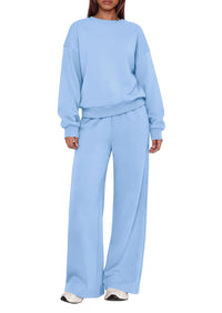 PRETTYGARDEN 2 Piece Lounge Sets for Women Casual Sweatsuits | Soft Stretchy,Drop Shoulder Crew Neck Sweatshirt & Wide Leg Pants,Workout Airport Matching Set Tracksuit,Fall Winter Outfits
