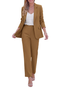 PRETTYGARDEN Two Piece Sets for Women Dressy Pant Suits | Lapel Blazer,Straight Leg Dress Pants,Professional Interview Suit Set,Business Casual Outfits,Office Work Clothes,Fall Winter
