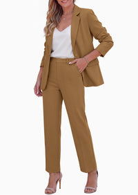PRETTYGARDEN Two Piece Sets for Women Dressy Pant Suits | Lapel Blazer,Straight Leg Dress Pants,Professional Interview Suit Set,Business Casual Outfits,Office Work Clothes,Fall Winter