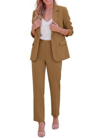 PRETTYGARDEN Two Piece Sets for Women Dressy Pant Suits | Lapel Blazer,Straight Leg Dress Pants,Professional Interview Suit Set,Business Casual Outfits,Office Work Clothes,Fall Winter