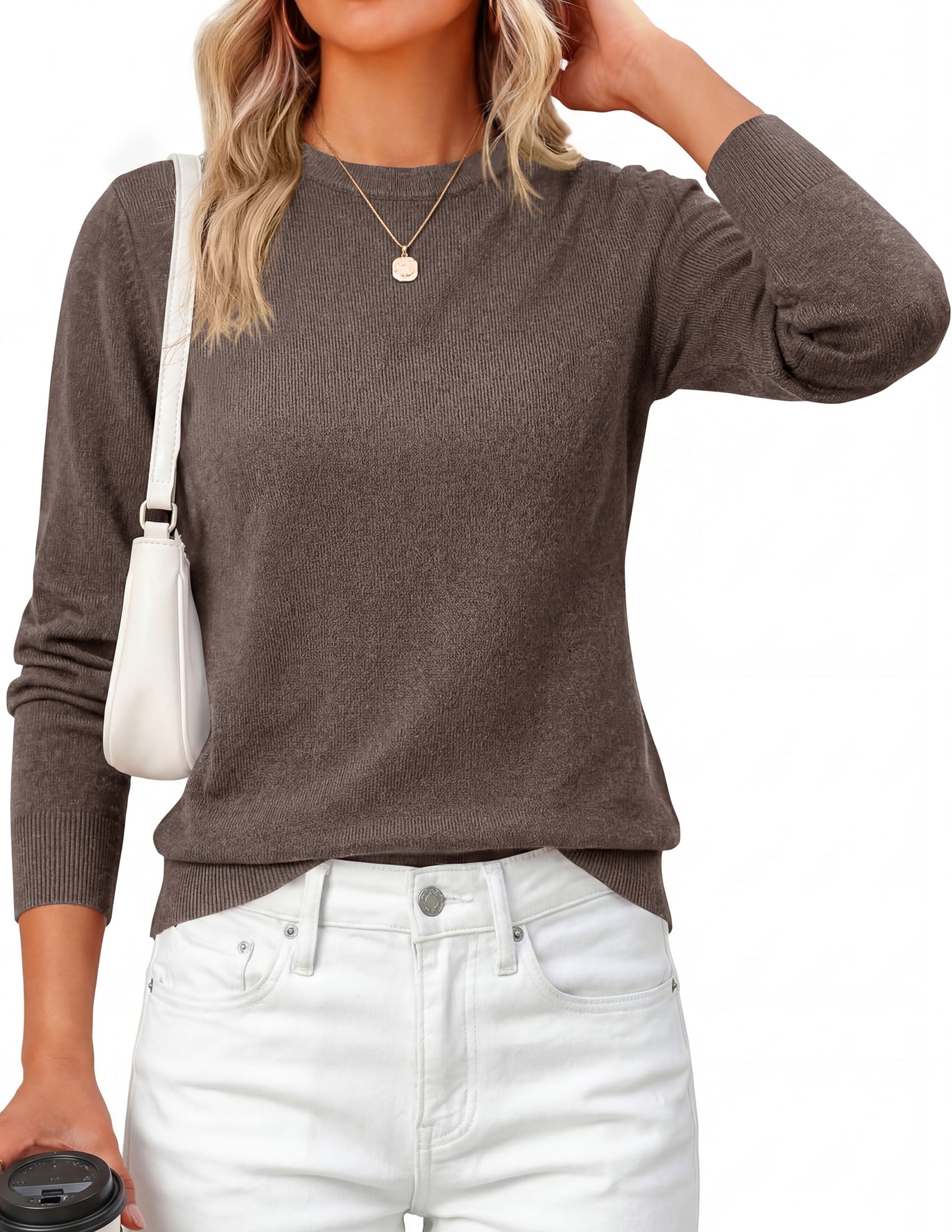 PRETTYGARDEN Womens Fall Basic Long Sleeve Sweater | Soft Knit Fabric, Classic Crew Neck Sweaters, Loose Fit Sweater, Casual Going Out Outfits, 2026 Winter Trendy Clothes