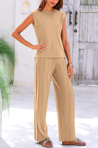 Pullover Tops And Wide Leg Pants Casual Two Piece Sets