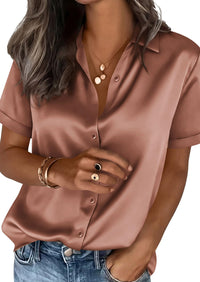 PRETTYGARDEN Women's Summer Button Down Shirts Short Sleeve Work Tops Dressy Blouses Spring Business Casual Outfits PRETTYGARDEN