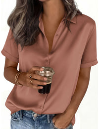 PRETTYGARDEN Women's 2026 Summer Button Down Shirts Short Sleeve Work Tops Dressy Blouses Spring Business Casual Outfits PRETTYGARDEN