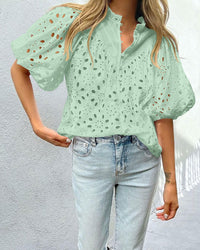 Hollow Out Lace Embroidered Blouse