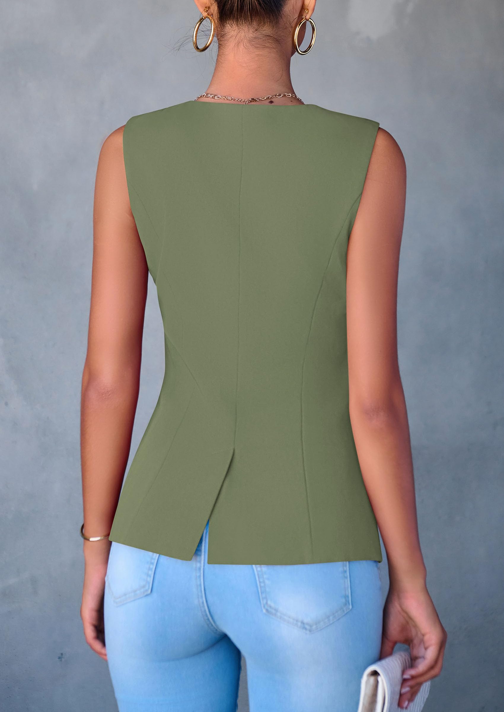 PRETTYGARDEN Women's Suit Vest Tops Summer Dressy Casual Business Button Sleeveless Trendy Fashion Blazer Waistcoat