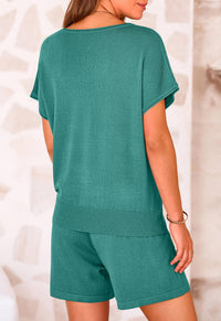 PRETTYGARDEN Two Piece Set for Women Summer Lounge Sets Shorts And Short Sleeve Tops Knitted Matching Travel Spring Outfits PRETTYGARDEN