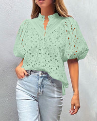 Hollow Out Lace Embroidered Blouse