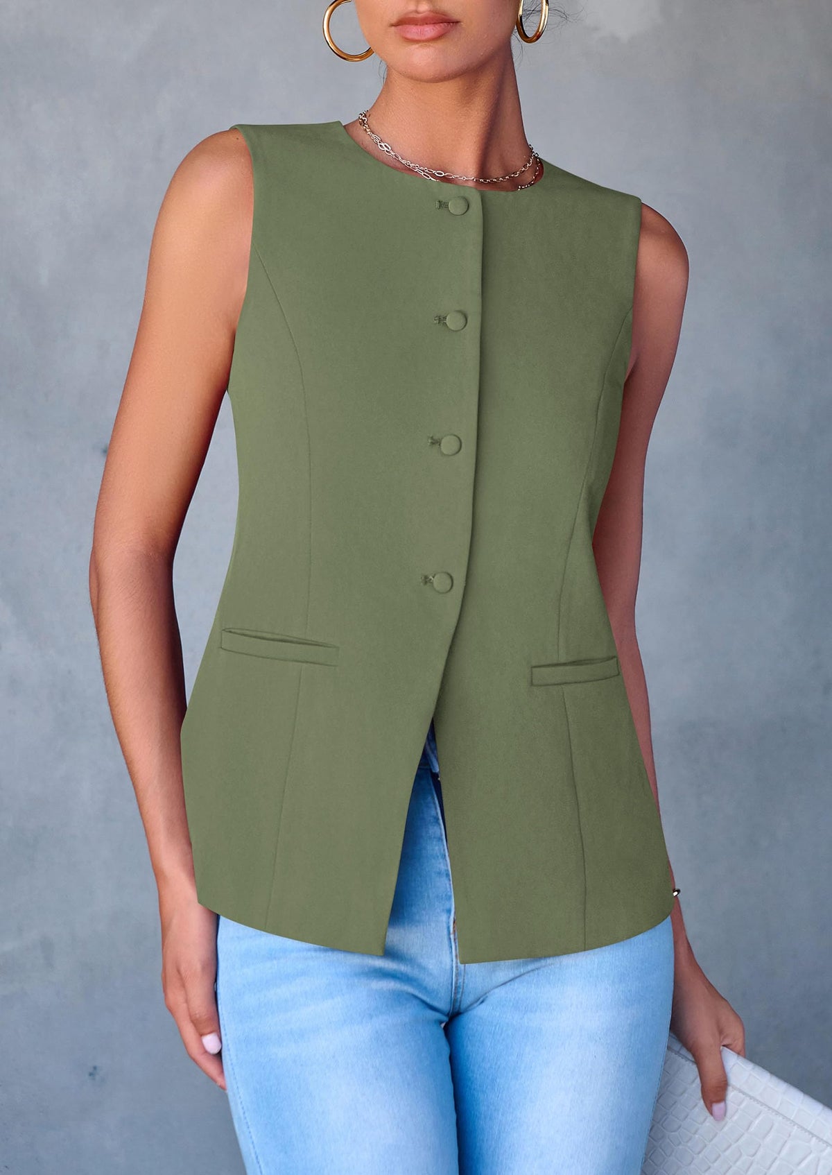 Women's Summer Suit Vest Tops 2025 Dressy Business Casual Sleeveless Button Down Trendy Fashion Blazer Waistcoat