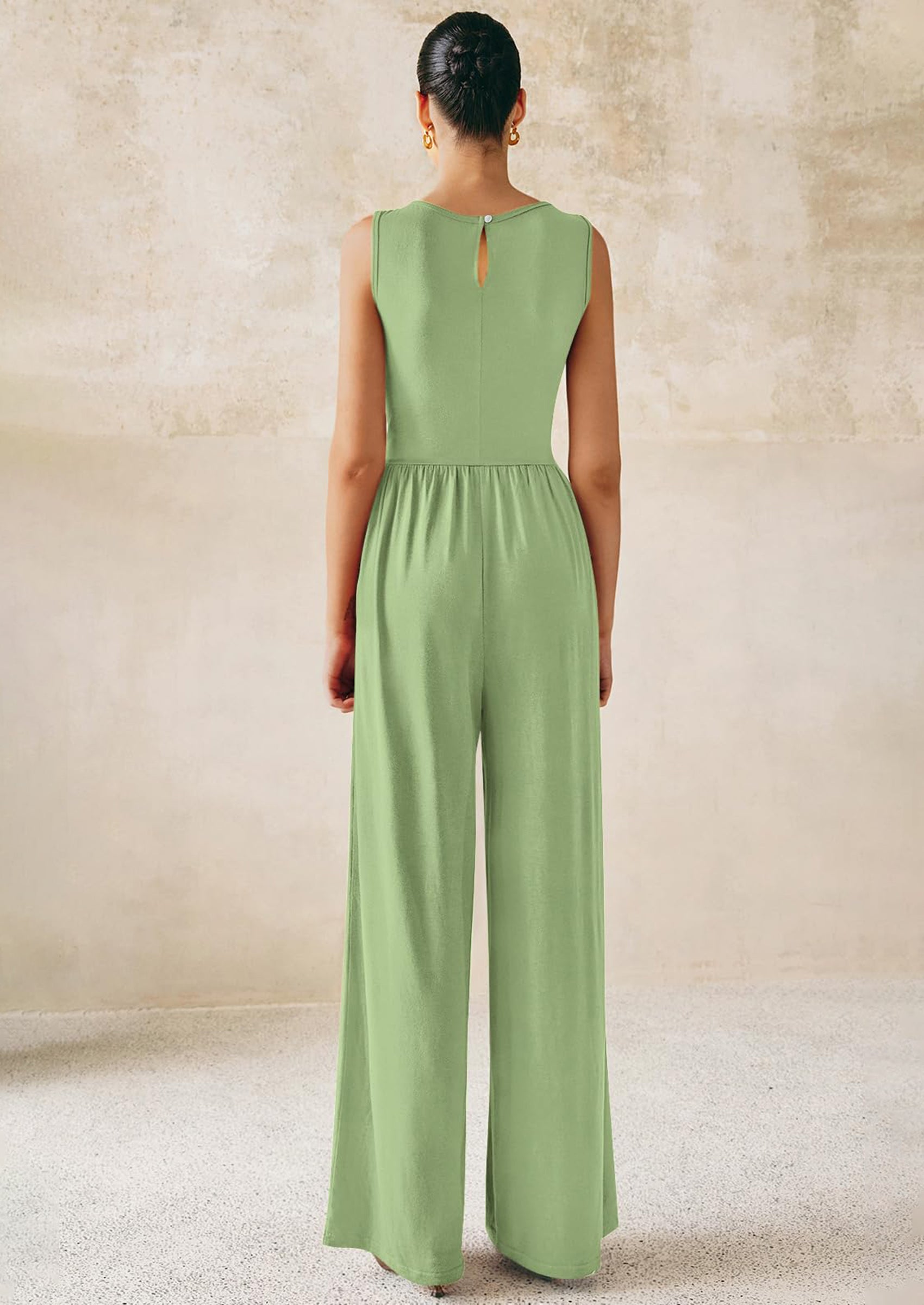 PRETTYGARDEN One Piece Jumpsuits for Women Dressy Casual Sleeveless Crewneck Wide Leg Rompers Jumpers Vacation Summer Outfits