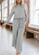 2 Piece Outfits Fall Casual Long Sleeve Pullover Tops and Wide Leg Pants Knitted Lounge Sets