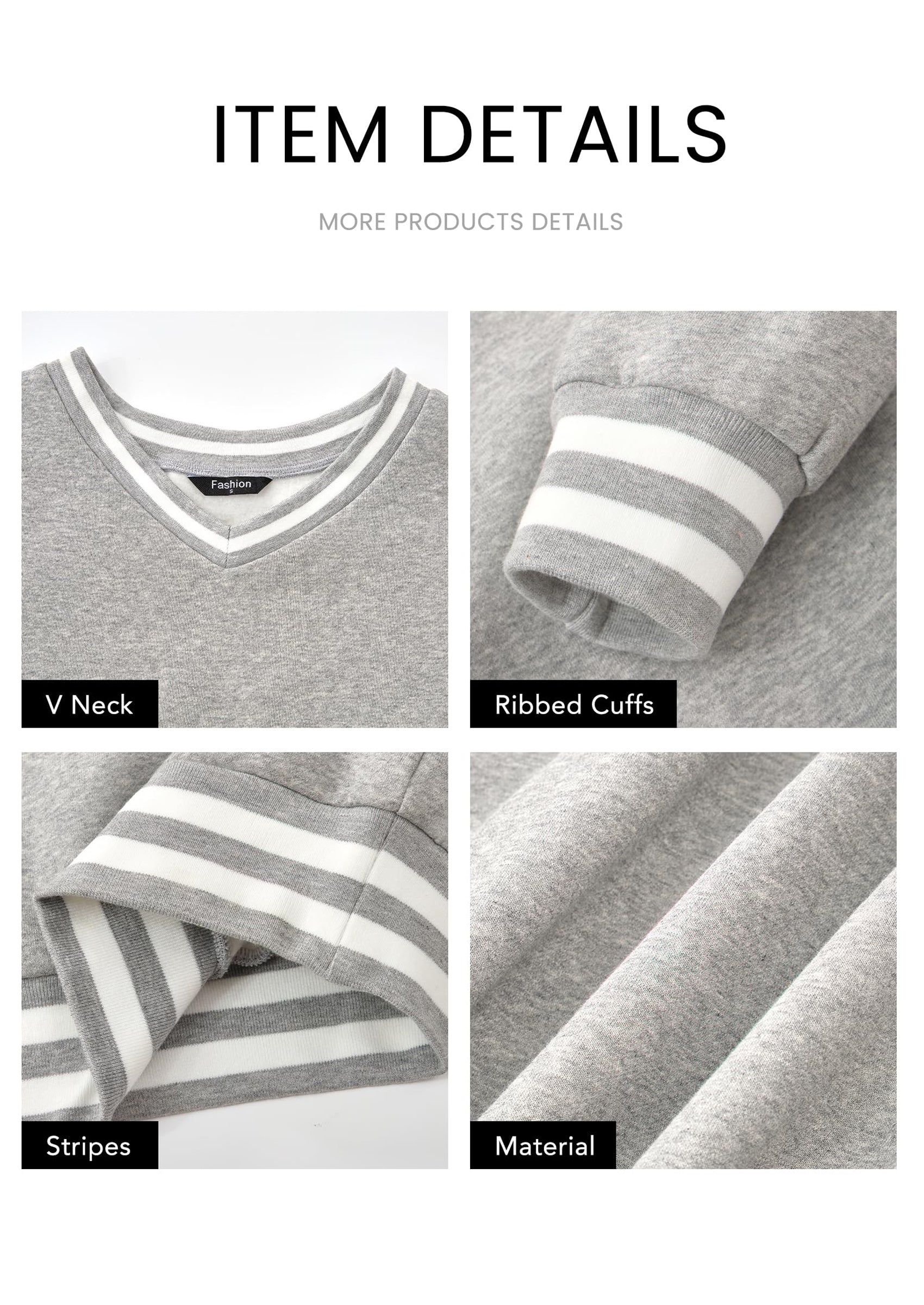 PRETTYGARDEN Women's Oversized Sweatshirts Casual Long Sleeve Stripes Knit V Neck Pullover Top Fall Teens Preppy Clothes