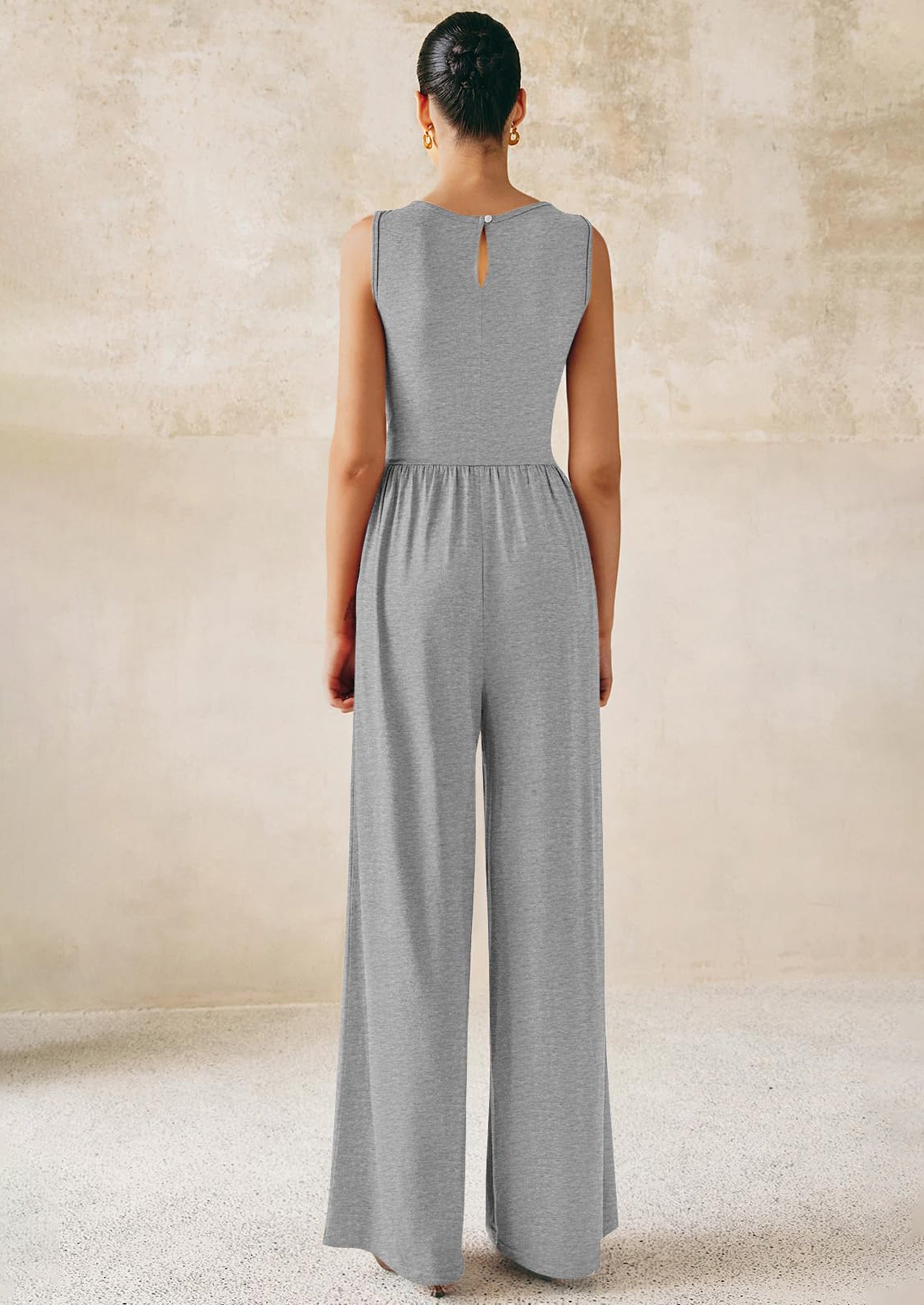 PRETTYGARDEN One Piece Jumpsuits for Women Dressy Casual Sleeveless Crewneck Wide Leg Rompers Jumpers Vacation Summer Outfits