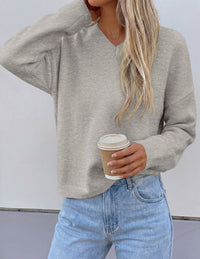 PRETTYGARDEN Women's Fall Fashion V Neck Cozy Sweaters | Soft Stretchy Warm, Chunky Knit Pullover, Loose Fit Long Sleeve Tops, Dressy Casual Blouses,Trendy Holiday Winter Outfits