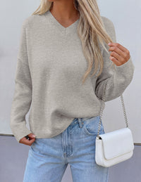 PRETTYGARDEN Women's Fall Fashion V Neck Cozy Sweaters | Soft Stretchy Warm, Chunky Knit Pullover, Loose Fit Long Sleeve Tops, Dressy Casual Blouses,Trendy Holiday Winter Outfits