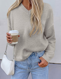 PRETTYGARDEN Women's Fall Fashion V Neck Cozy Sweaters | Soft Stretchy Warm, Chunky Knit Pullover, Loose Fit Long Sleeve Tops, Dressy Casual Blouses,Trendy Holiday Winter Outfits