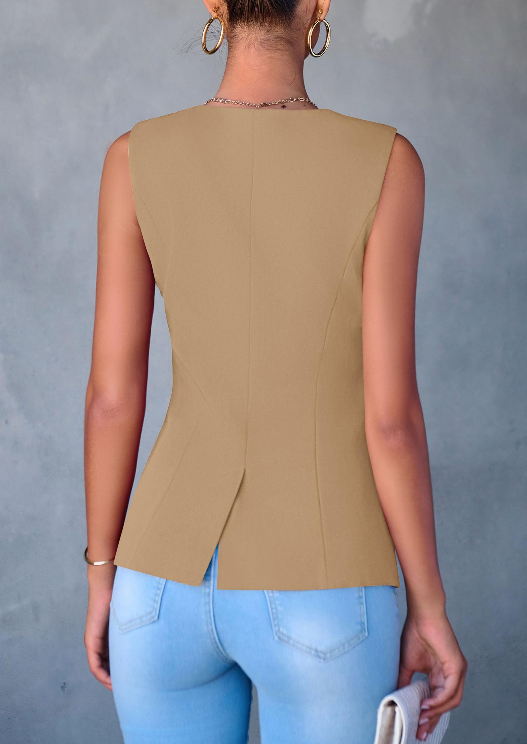 PRETTYGARDEN Women's Suit Vest Tops Summer Dressy Casual Business Button Sleeveless Trendy Fashion Blazer Waistcoat