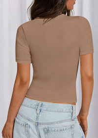 PRETTYGARDEN Women Summer Crew Neck Short Sleeve Tops Ribbed Knit Slim Fit Fashion Basic Tee Shirts Casual Going Out Top PRETTYGARDEN