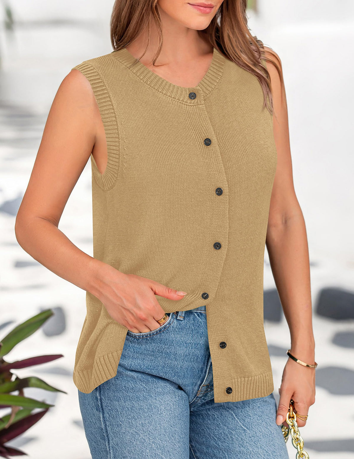 Sweater Vest Women Summer Tank Tops 2025 Sleeveless Button Down Trendy Clothes Business Casual Knit Outfits