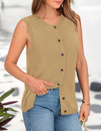 Sweater Vest Women Summer Tank Tops 2025 Sleeveless Button Down Trendy Clothes Business Casual Knit Outfits