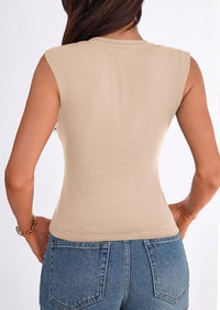 PRETTYGARDEN Womens T Shirts Spring Fashion V Neck Sleeveless Cute Going Out Tops Plain Fitted Tank Top Y2k Outfits PRETTYGARDEN