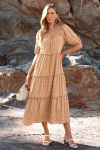 Casual Maxi Dresses Summer Short Sleeve Off The Shoulder Ruffle Tiered Flowy Boho Party Beach Long Dress