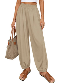 PRETTYGARDEN Womens 2026 Summer Casual Pants High Waisted Loose Wide Leg Palazzo Pockets Lounge Beach Travel Trousers Outfits