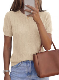 PRETTYGARDEN Women's 2026 Spring Short Sleeve Sweater Knit Going Out Tops Work Shirts Trendy Summer Business Casual Outfits