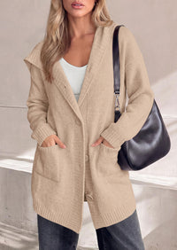 PRETTYGARDEN Women's Long Cardigans Hooded Chunky Sweaters  | Cozy Knit Jacket, Button up, Loose Fit, Pockets, Fall Coats, Trendy Casual, Going Out, Holiday Outfits, Winter Clothing