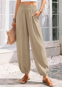 PRETTYGARDEN Womens 2026 Summer Casual Pants High Waisted Loose Wide Leg Palazzo Pockets Lounge Beach Travel Trousers Outfits
