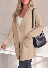 PRETTYGARDEN Women's Long Cardigans Hooded Chunky Sweaters  | Cozy Knit Jacket, Button up, Loose Fit, Pockets, Fall Coats, Trendy Casual, Going Out, Holiday Outfits, Winter Clothing