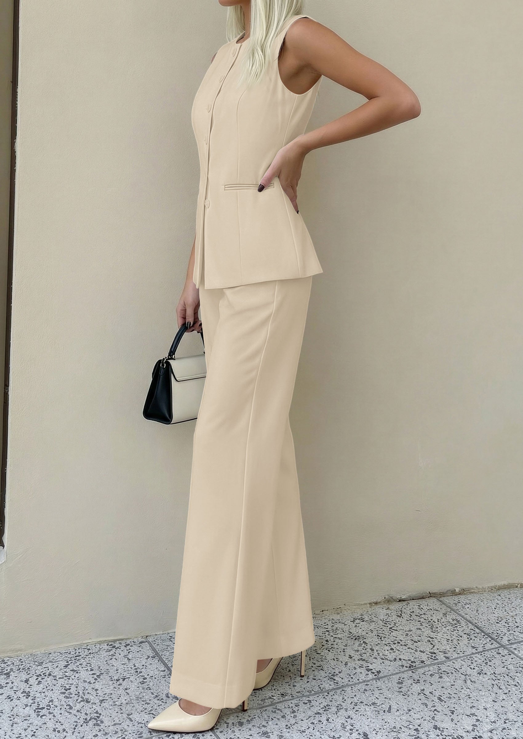 PRETTYGARDEN Women's 2 Piece Sets Summer 2026 Work Clothes Sleeveless Blazer Vest Pants Suits Spring Business Casual Outfits PRETTYGARDEN