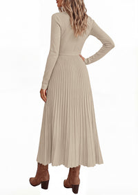 PRETTYGARDEN Womens Fall Maxi Long Sleeve Sweater Dress  Soft Stretchy Knit, V Neck A Line Dresses with Bow, Flowy Pleated Hem, Cocktail Party Outfits, Trendy Winter Clothes