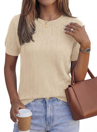PRETTYGARDEN Women's 2026 Spring Short Sleeve Sweater Knit Going Out Tops Work Shirts Trendy Summer Business Casual Outfits