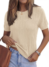 PRETTYGARDEN Women's 2026 Spring Short Sleeve Sweater Knit Going Out Tops Work Shirts Trendy Summer Business Casual Outfits