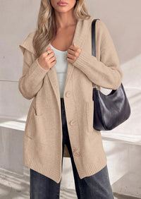 PRETTYGARDEN Women's Long Cardigans Hooded Chunky Sweaters  | Cozy Knit Jacket, Button up, Loose Fit, Pockets, Fall Coats, Trendy Casual, Going Out, Holiday Outfits, Winter Clothing