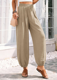 PRETTYGARDEN Womens 2026 Summer Casual Pants High Waisted Loose Wide Leg Palazzo Pockets Lounge Beach Travel Trousers Outfits